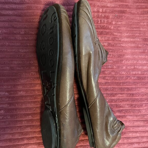 ChocolatBlu Brown Flats w Leather Pleating - Picture 3 of 5